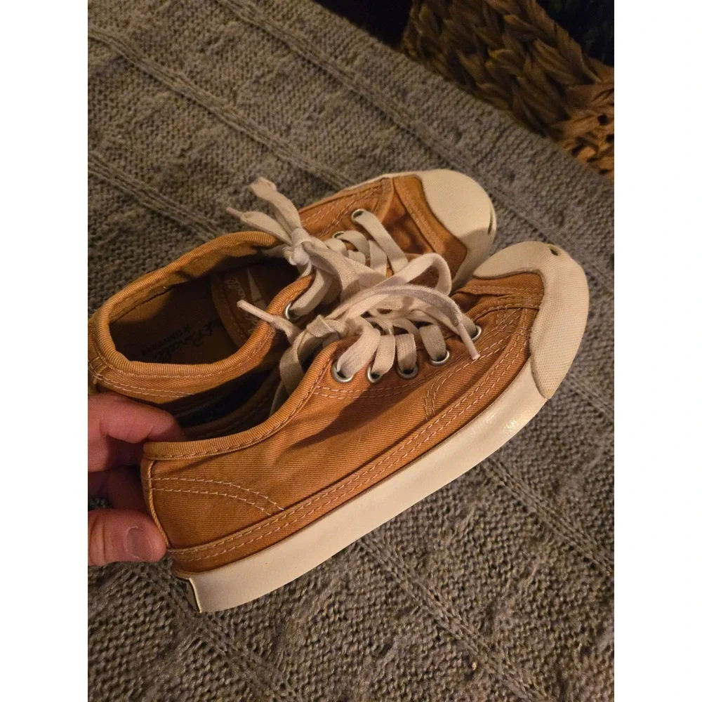 CONVERSE Vintage Jack Purcell Mustard Orange Canvas LowTop Sneakers Size 13 Kids